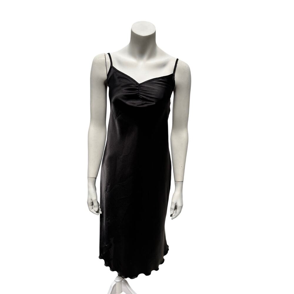 Vintage Bebe Satin Maxi Dress Womenโs Small Black Glam Y2K Made in USA